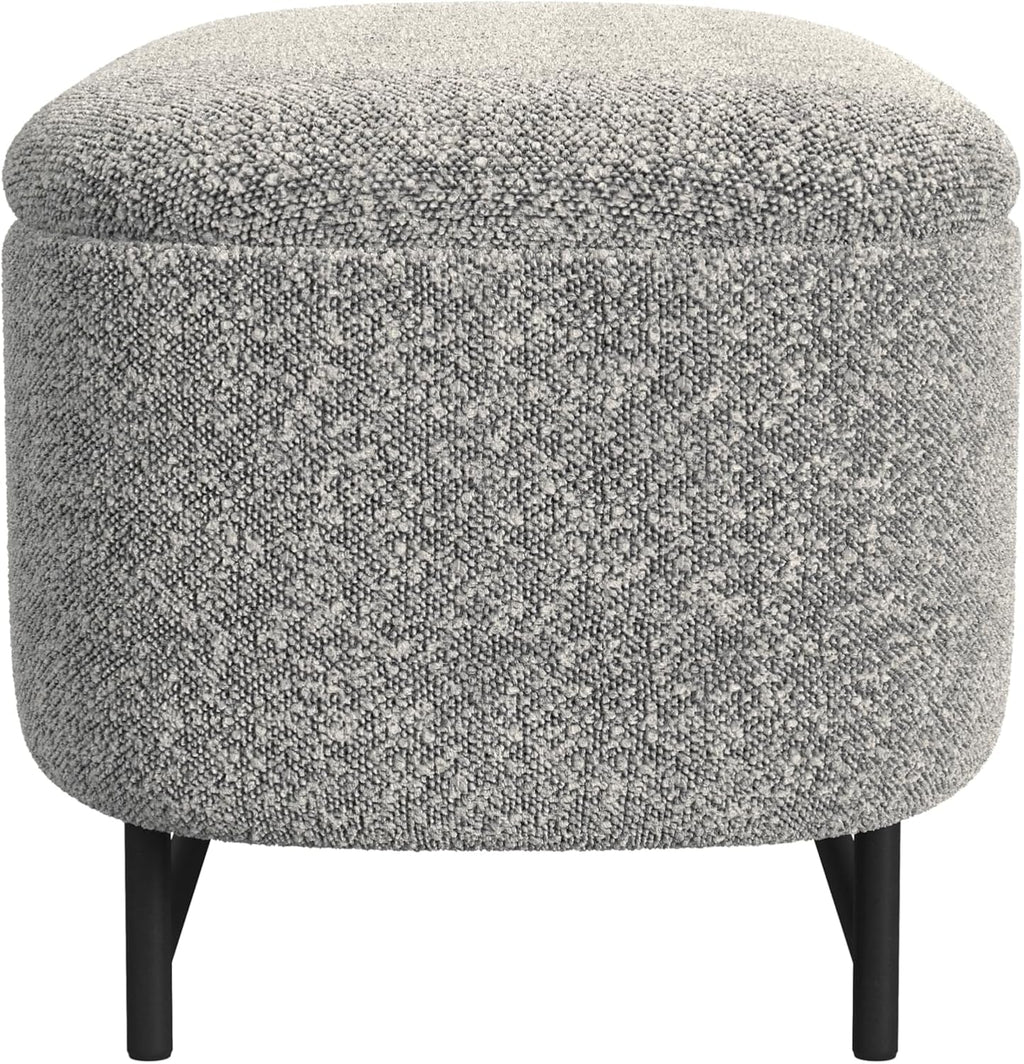 HomePop 46' Ellipse Storage Bench with Metal Legs - Cream Boucle with Gray Yarns