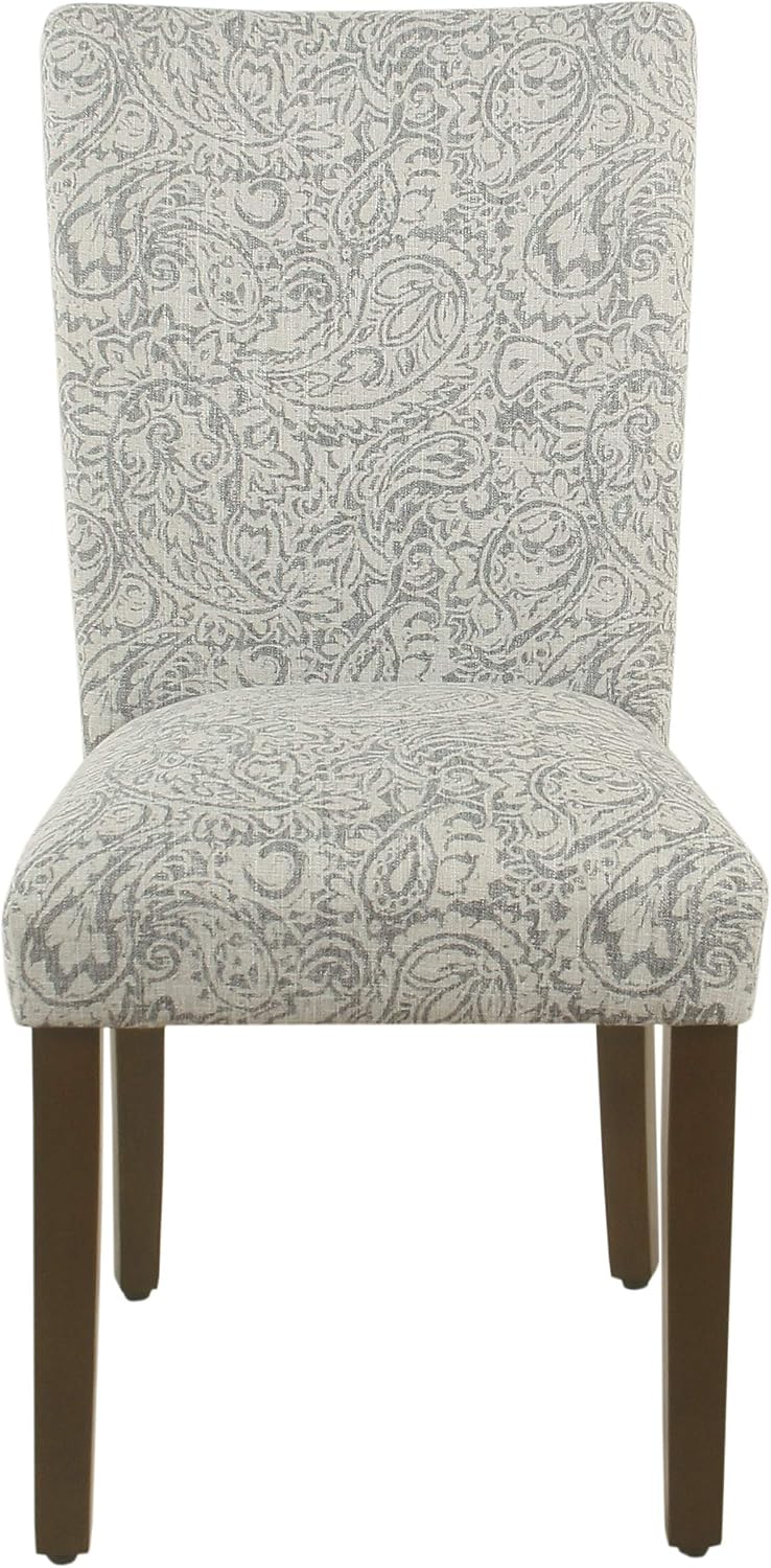 HomePop Parsons Classic Upholstered Accent Dining Chair, Set of 2, Gray and Cream