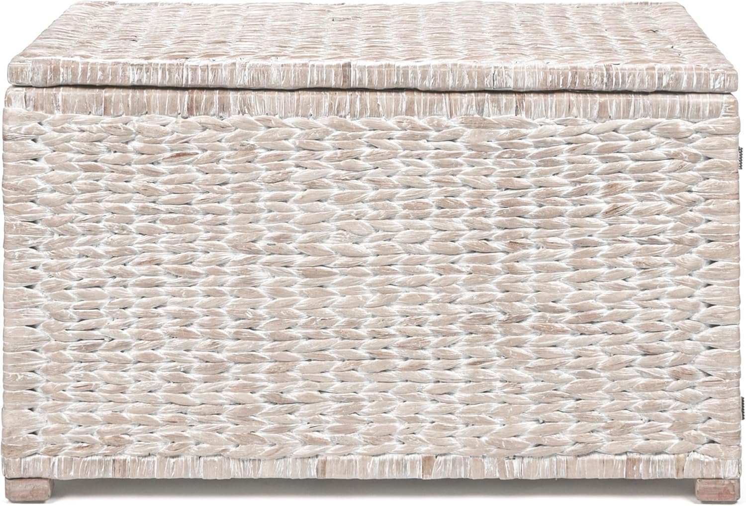 happimess HPM9005C Anada 30' Handwoven Wicker Weave Storage Trunk, White Wash, Collapsible for flat storage, for Office, Dorm Room, Entryway, Bedroom, Dining Room