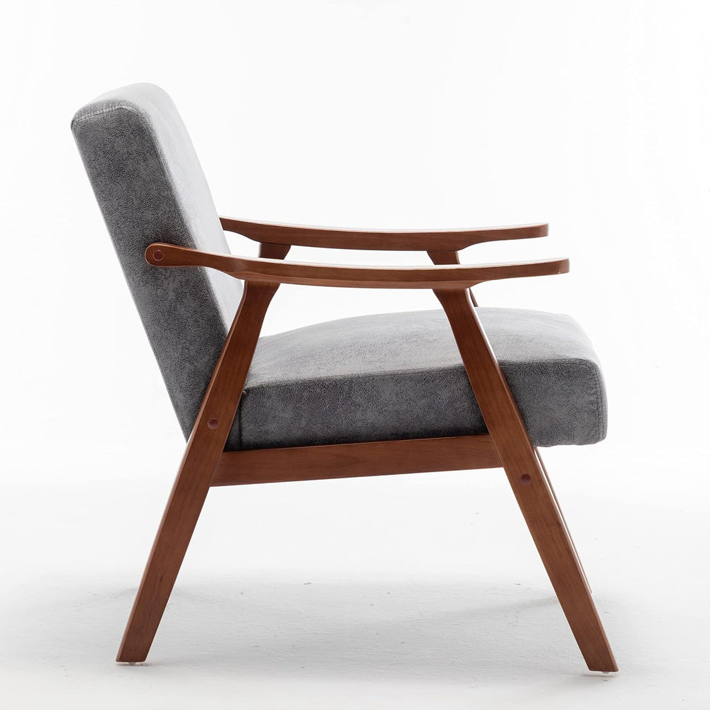 Container Furniture Direct Accent Chair with Microfiber Upholstery and Solid Wood Frame, Classic Mid-Century Modern Living Room Furniture for Extra Seating, Spotted Grey