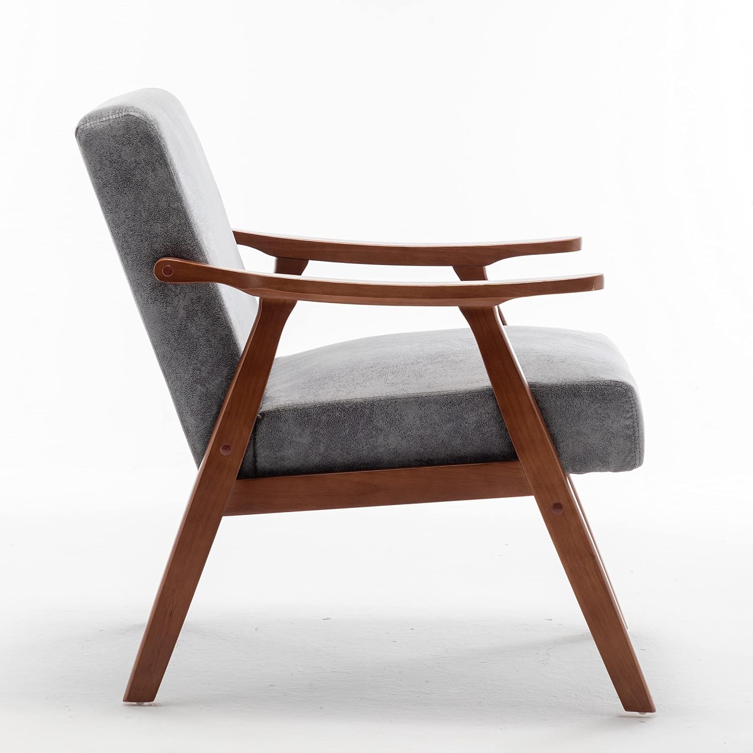 Container Furniture Direct Accent Chair with Microfiber Upholstery and Solid Wood Frame, Classic Mid-Century Modern Living Room Furniture for Extra Seating, Spotted Grey