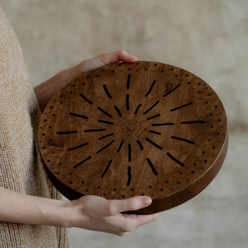 Water-Fall Disc — Wooden Ocean Drum, Geyser, 12' (30 cm) | Realistic Ocean Waves & Waterfall Sound for Meditation & Yoga | No Bag