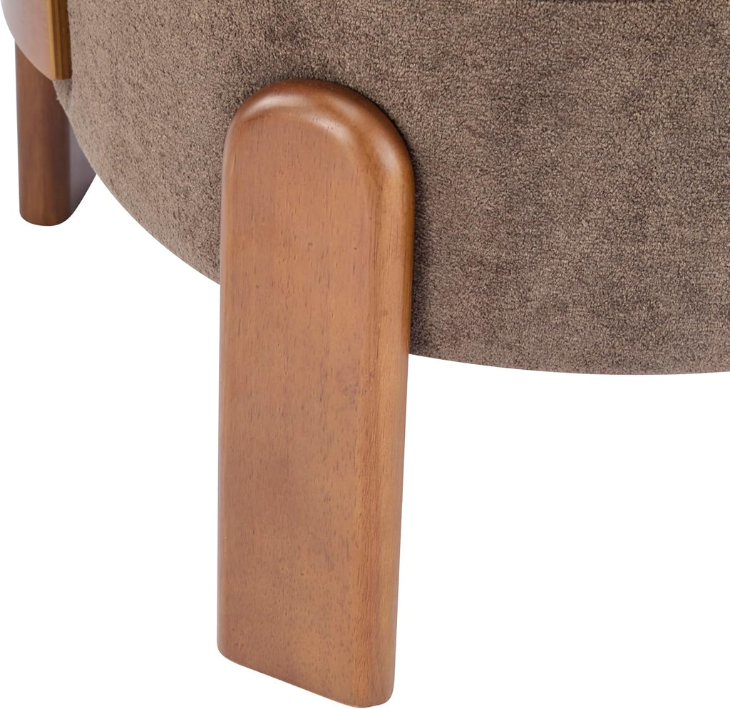 Christopher Knight Home Lily Solid Wood Wingback Accent Chair, Fabric Upholstered Club Chair, Curved Backrest Single Sofa, Comfy Reading Lounge Chair for Living Room, Soft Cushion Seating, Dark Brown