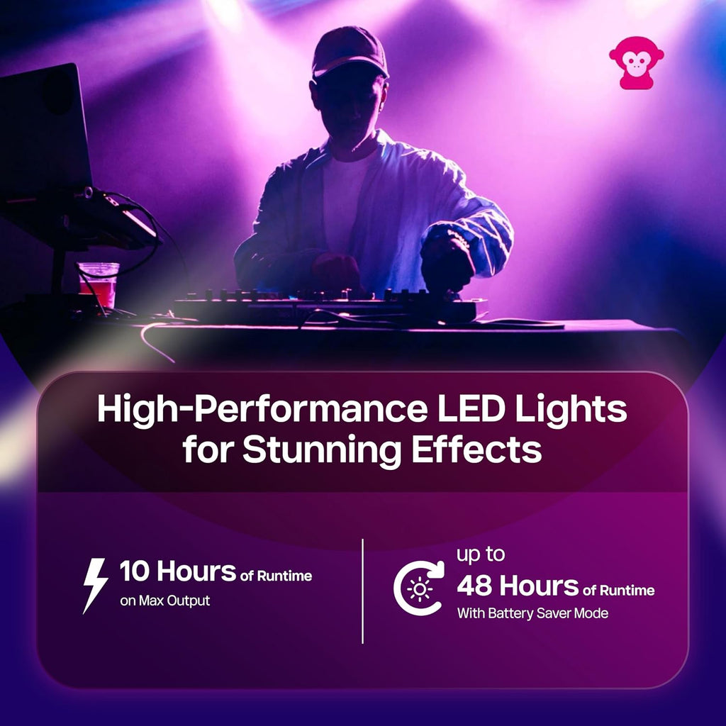 Ape Labs Maxi 2+ IP RGBaW LED Uplight with AmberWhite Technology, 29 Color Presets for Event & Wedding - IP65 14 hrs Rechargeable Battery with Remote (Sold Separately), Wireless DMX App Control - Solo