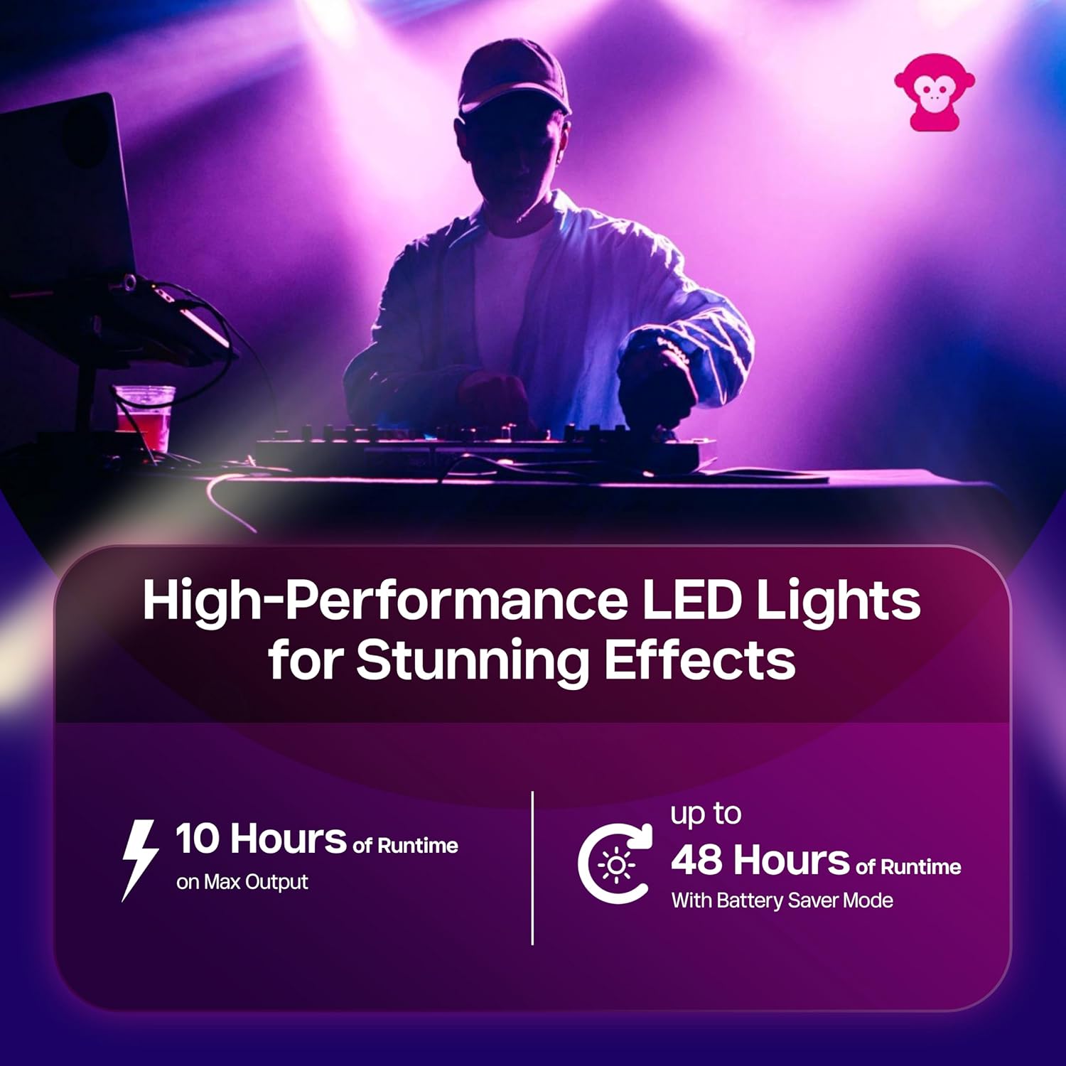 Ape Labs Maxi 2+ IP RGBaW LED Uplight with AmberWhite Technology, 29 Color Presets for Event & Wedding - IP65 14 hrs Rechargeable Battery with Remote (Sold Separately), Wireless DMX App Control - Solo