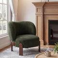 Christopher Knight Home Lily Wingback Accent Chair, Fabric Upholstered Club Chair, Solid Wood Single Lounge Sofa, Comfy Reading Chair for Living Room, Olive Green