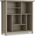 SIMPLIHOME Amherst SOLID WOOD 44 Inch Transitional Multi Cube Bookcase and Storage Unit in Distressed Grey, For the Living Room, Study Room and Office