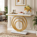 Tribesigns 41-Inch Gold Entryway Table, Modern Console Table Narrow Long, Contemporary Accent Table for Living Room, Hallway, Entrance, Faux Marble Veener Top