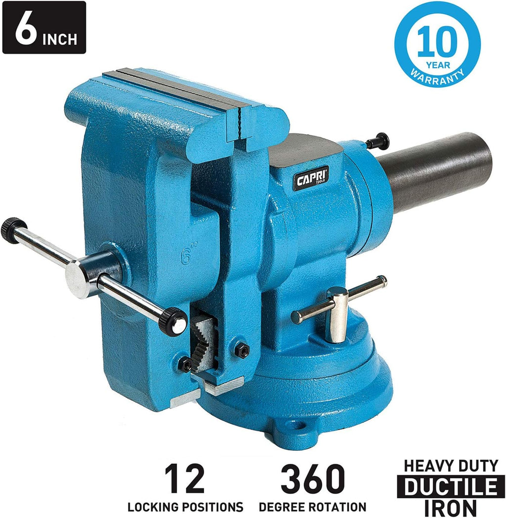 Capri Tools 10519 Rotating Base and Head Bench Vise, 6'