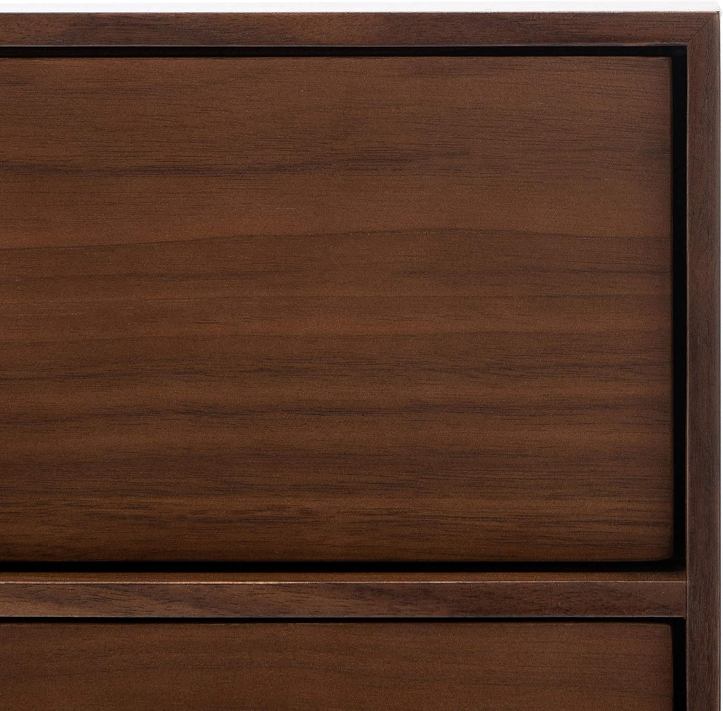 SAFAVIEH Couture Home Collection Adelyn Walnut & Gold 2-Drawer Nightstand Table, Fully Assembled (SFV7209A)