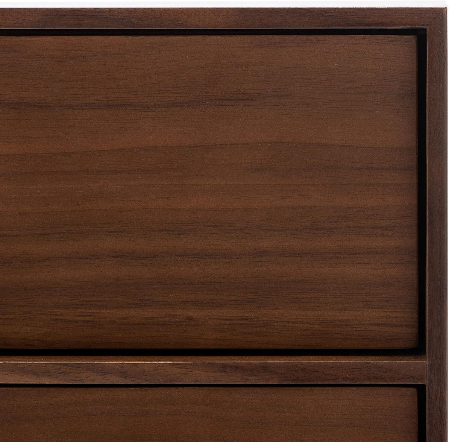 SAFAVIEH Couture Home Collection Adelyn Walnut & Gold 2-Drawer Nightstand Table, Fully Assembled (SFV7209A)