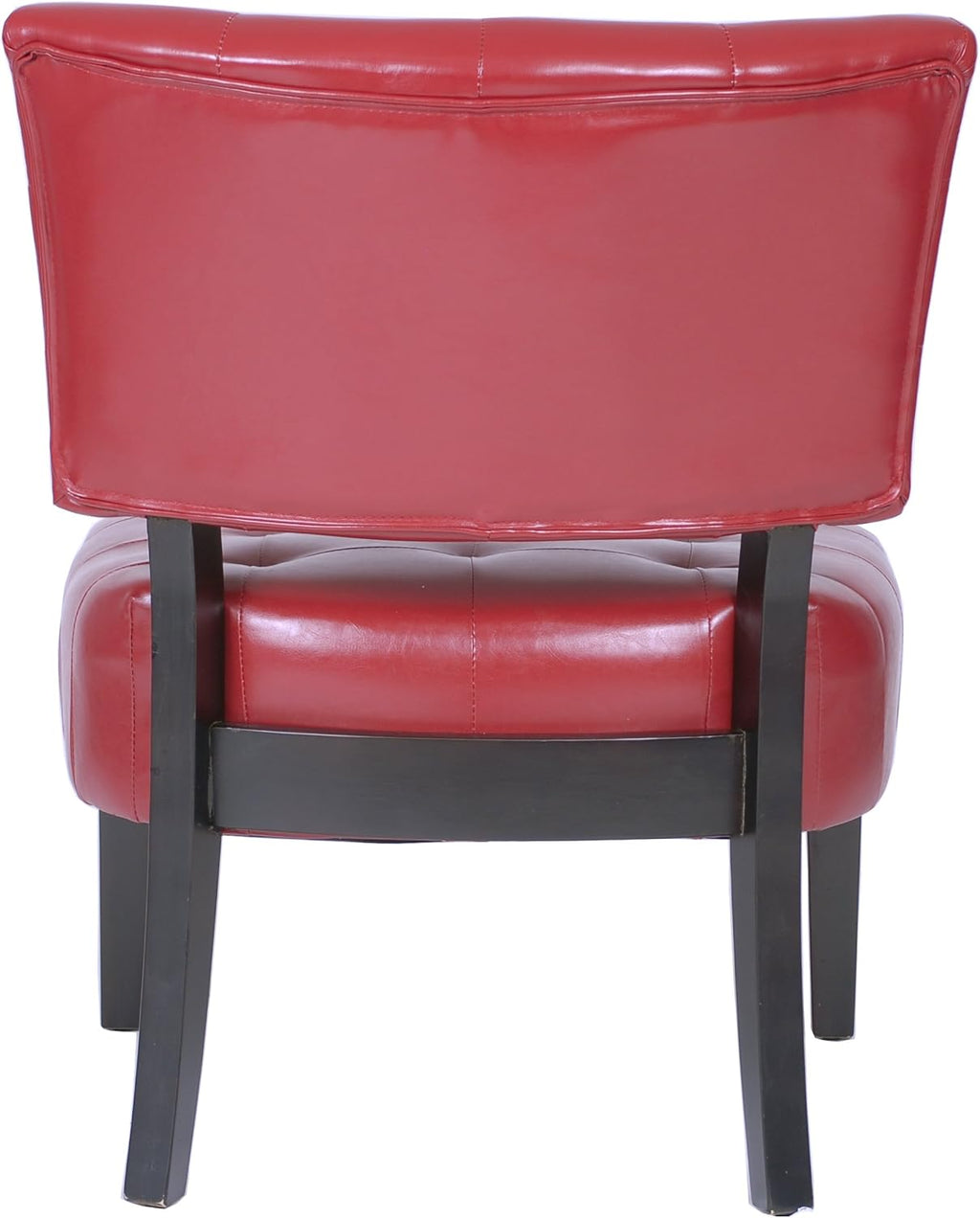 Roundhill Furniture Blended Leather Tufted Accent Chair with Oversized Seating, Red