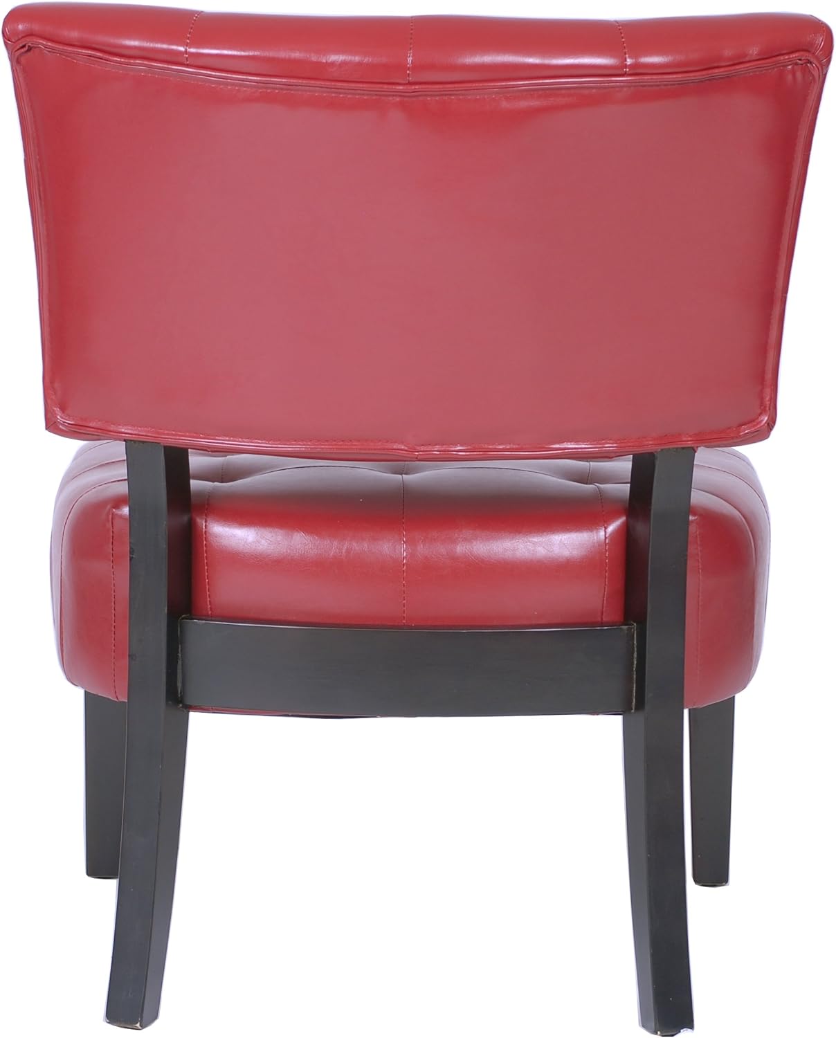 Roundhill Furniture Blended Leather Tufted Accent Chair with Oversized Seating, Red
