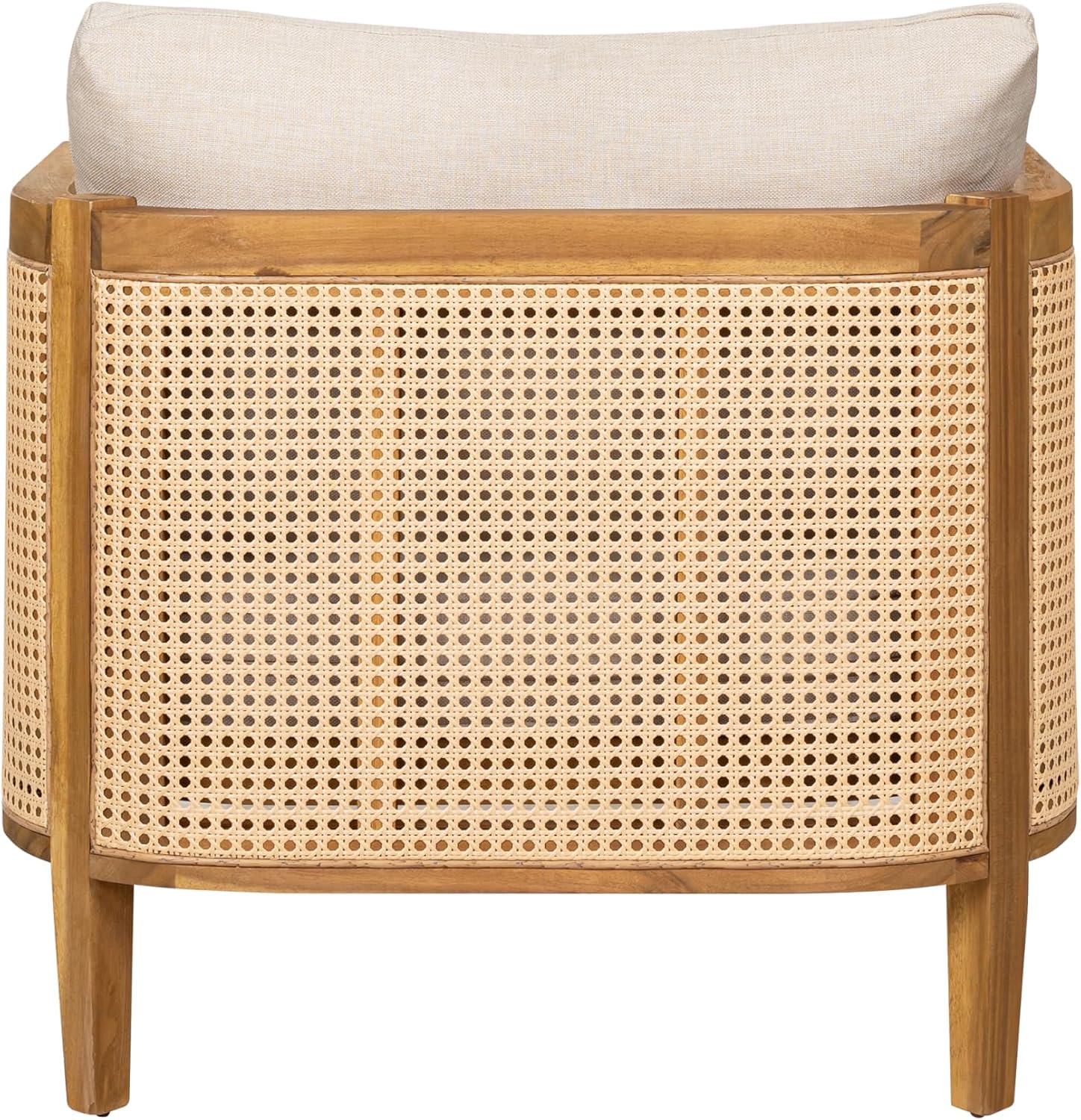 Christopher Knight Home Tilden Bohemian Acacia Wood Patio Accent Chairs, Wicker Lounge Chair Outdoor, Patio Furniture Single Sofa with Removable Cushion, Comfy Garden Reading Chair, Teak+Beige