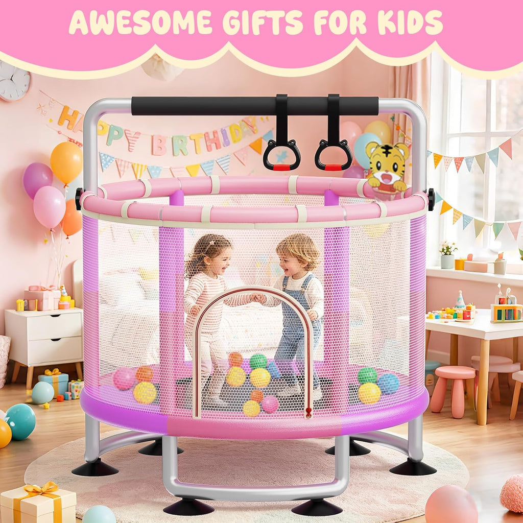 60' Toddler Trampoline for Kids,5FT Kids Trampoline for Toddlers 1-3,Upgrade Adjustable Kids Trampoline Indoor Outdoor,Mini Trampoline for Kids 2-5,500lbs Baby Small Trampoline with Net and Swing