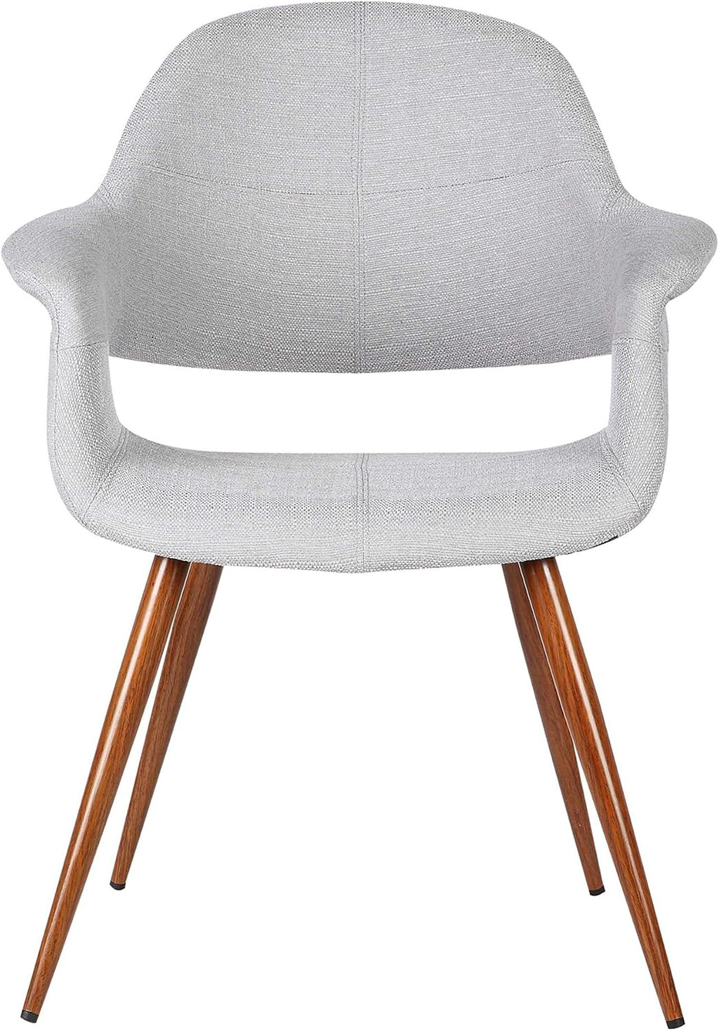 Armen Living Phoebe Mid Century Modern Accent Chair for Dining Table Kitchen Desk Vanity in Gray Fabric and Walnut Wood Finish