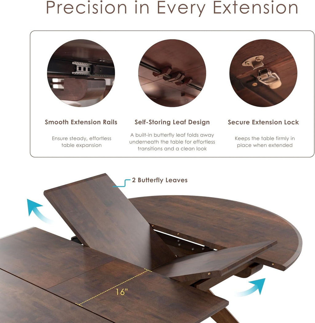 Furniture of America Nazaen V 78.5' Mid-Century Modern Solid Wood Live Edge Extendable Dining Table with Steel Support, Walnut Finish, Seats 6–8