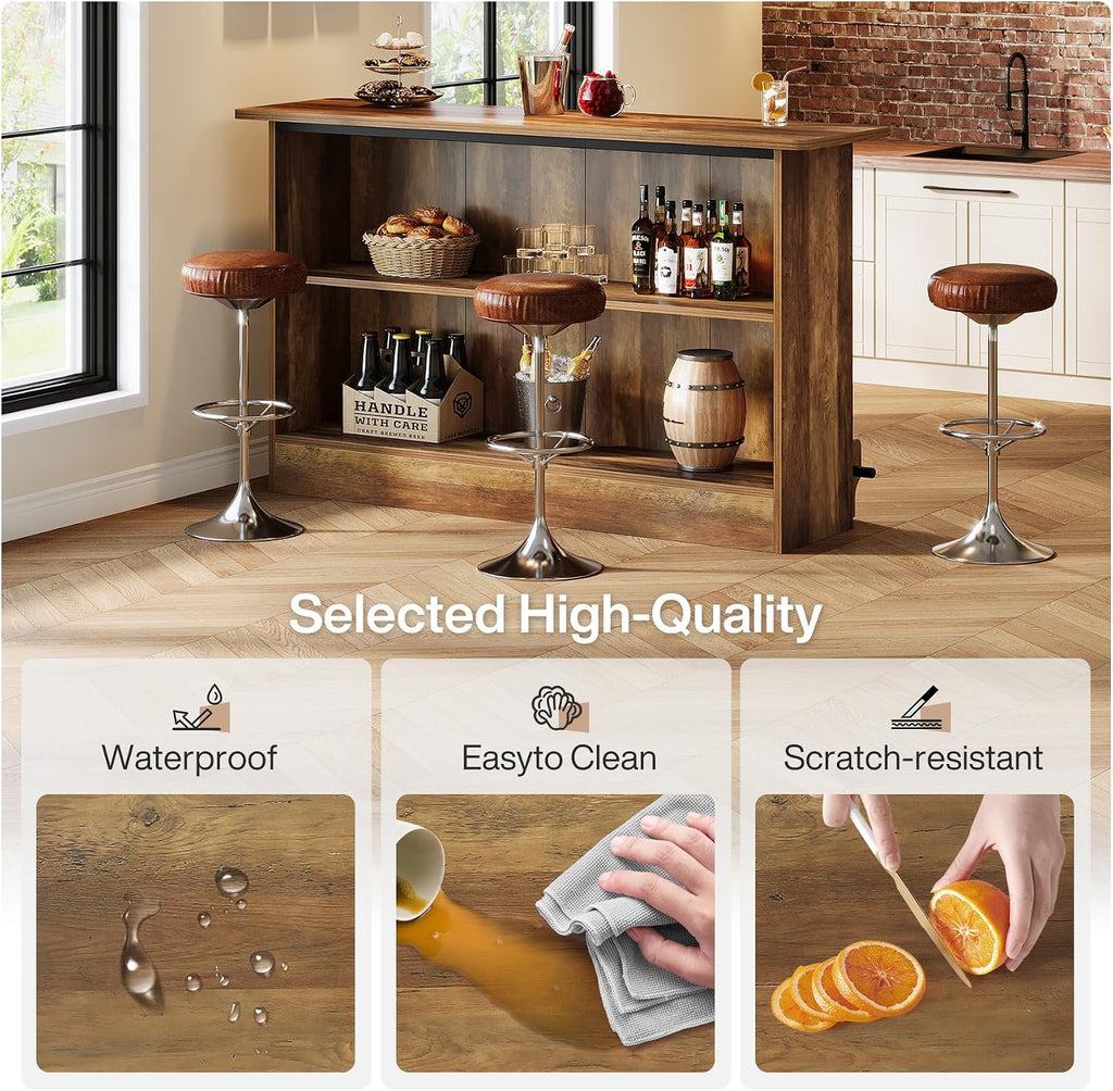 63-Inch Bar Table, 2-Tier Bar Cabinet Height Pub Table with Footrest, Modern Coffee Cabinet for Home Kitchen, Large Home Unit Liquor Furniture, Bistro, Dining Room, Living Room