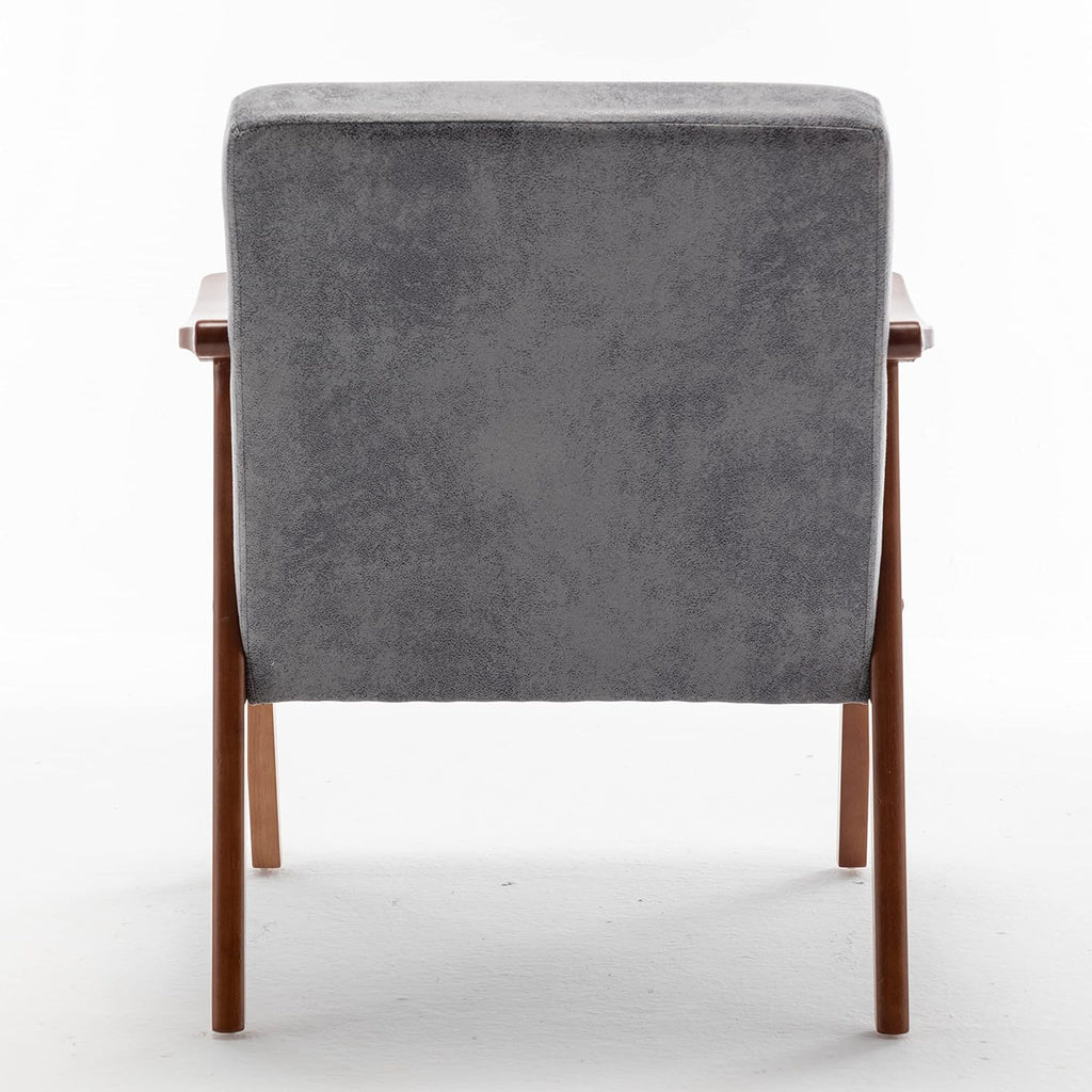 Container Furniture Direct Accent Chair with Microfiber Upholstery and Solid Wood Frame, Classic Mid-Century Modern Living Room Furniture for Extra Seating, Spotted Grey