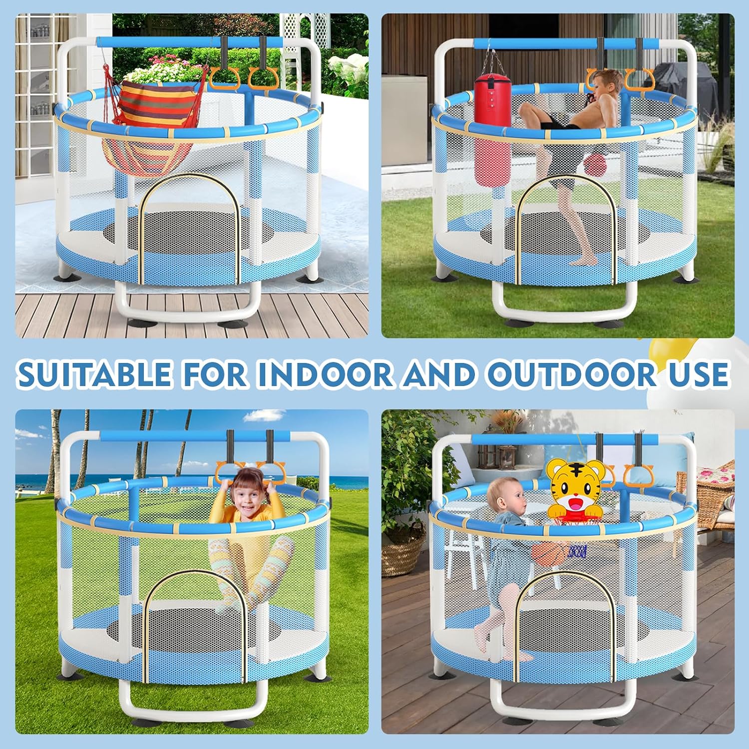 5FT Trampoline for Kids Baby Toddler, 60'' Indoor/Outdoor Kids & Adults Trampoline with Enclosure Net for Boys Girls Christmas Birthday Gifts