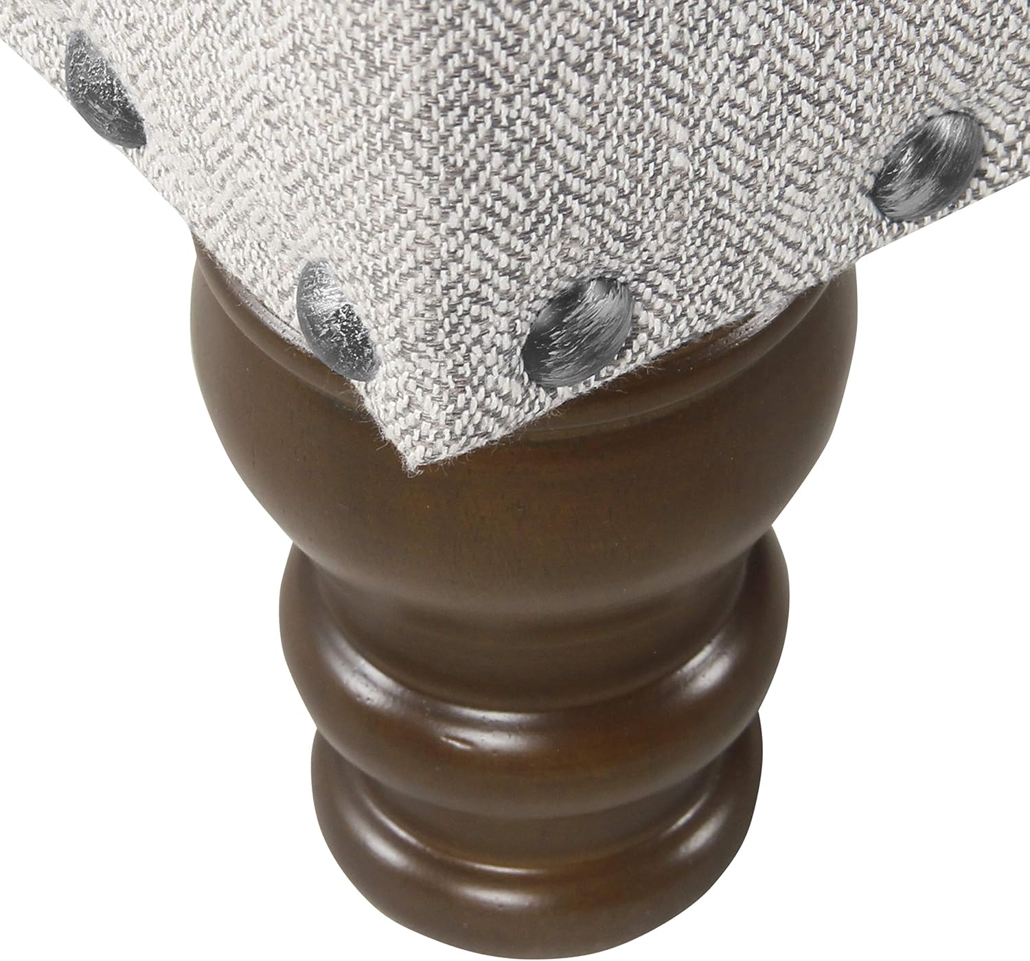 Homepop Home Decor | Upholstered Bench with Nailhead Trim | Large Ottoman with Storage for Living Room & Bedroom | Decorative Home Furniture, Gray Woven