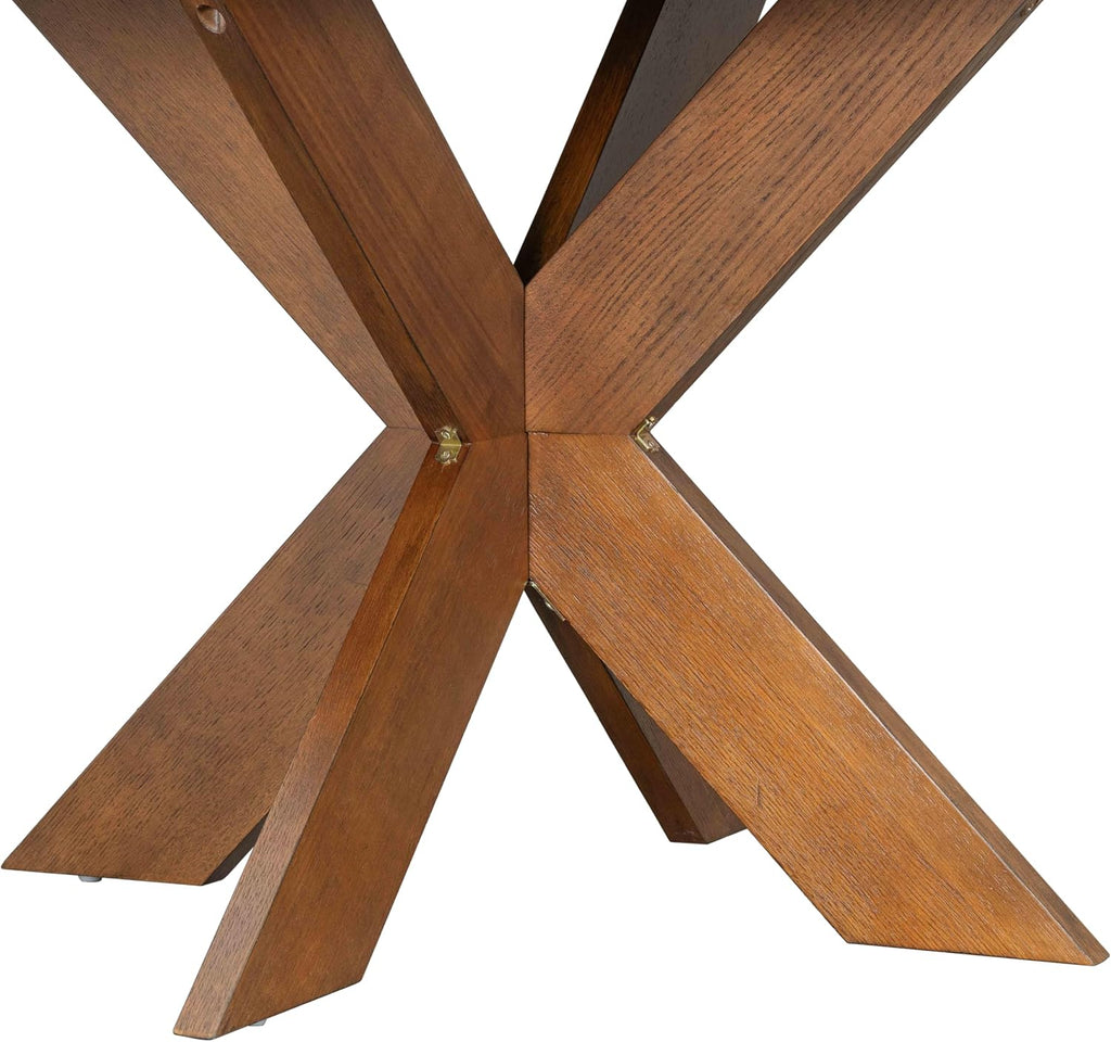 Christopher Knight Home Taliyah Round Dining Table for 5, MDF Round Top Modern Kitchen Table, Premium Quality Farmhouse Dining Room Table, Wooden Accent Table, Brown