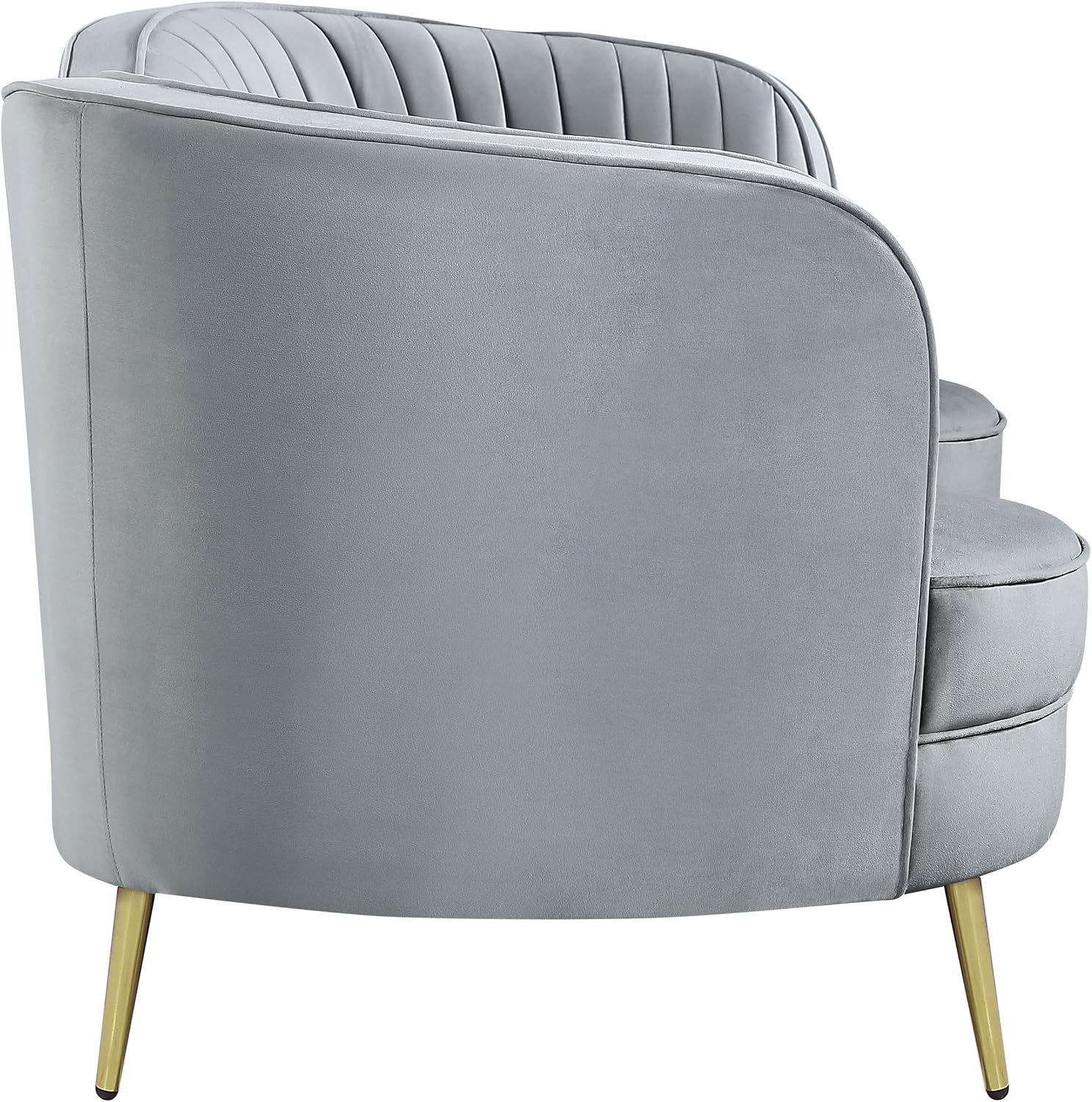 Coaster Home Furnishings - Sophia - Wood & Velvet - Upholstered Channel Tufted Loveseat with Inverted Camel Back, and Golden Tapered Legs - Living Room - Gray - 506865