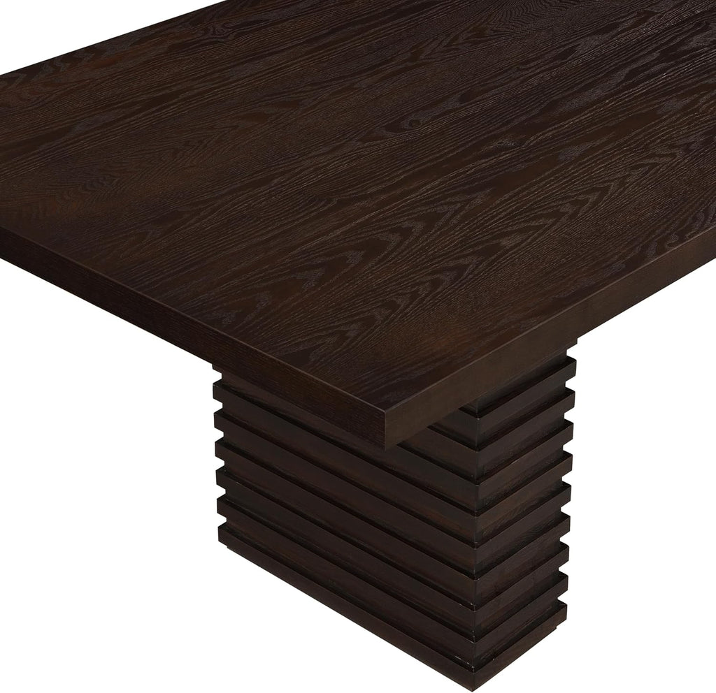 Christopher Knight Home Kaiya Modern Minimalist Wood Dining Table for 6-10 People, Rectangular Dining Room Table, Pedestal Kitchen Table, Ideal for Restaurant/Family Gatherings, Dark Brown