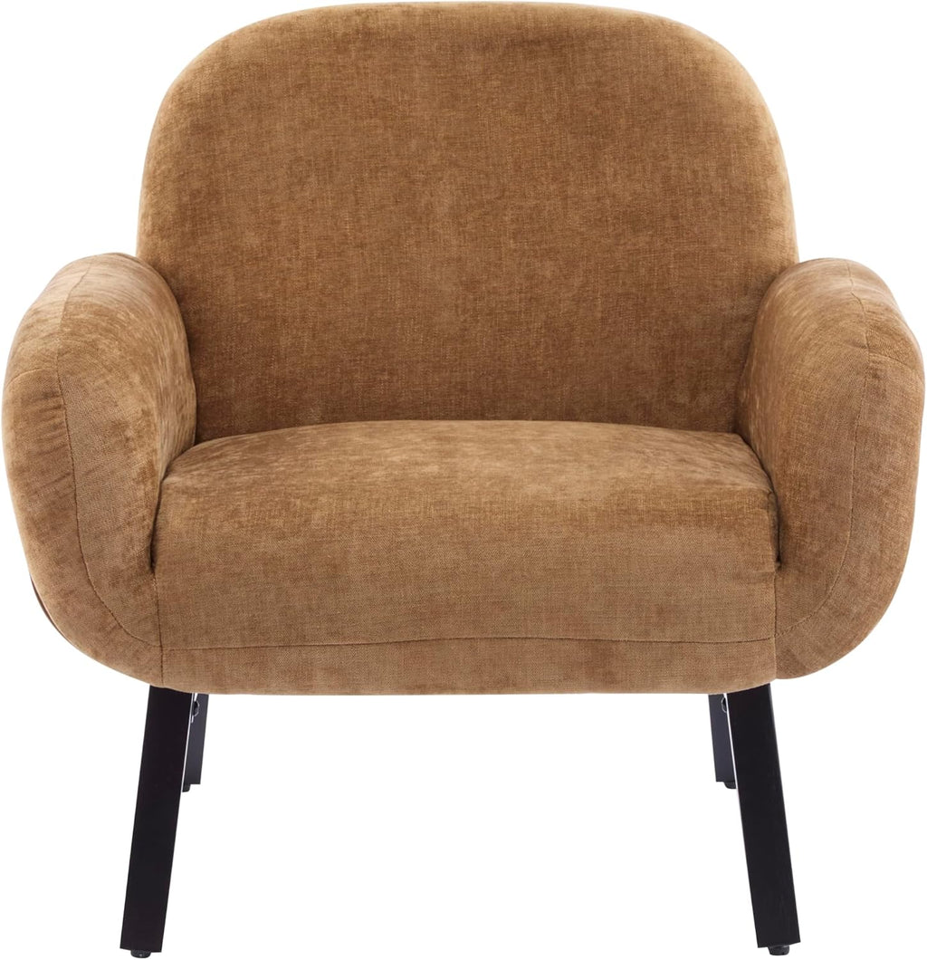 Christopher Knight Home Audrey Modern Upholstered Accent Chair, Low Profile Lounge Chair Inddor, Wooden Comfy Reading Chair, Soft Seating Single Lounge Sofa, Tan Brown