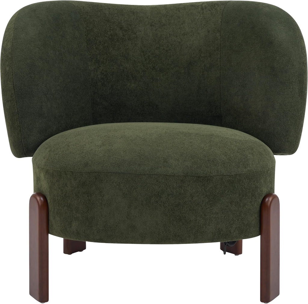 Christopher Knight Home Lily Wingback Accent Chair, Fabric Upholstered Club Chair, Solid Wood Single Lounge Sofa, Comfy Reading Chair for Living Room, Olive Green
