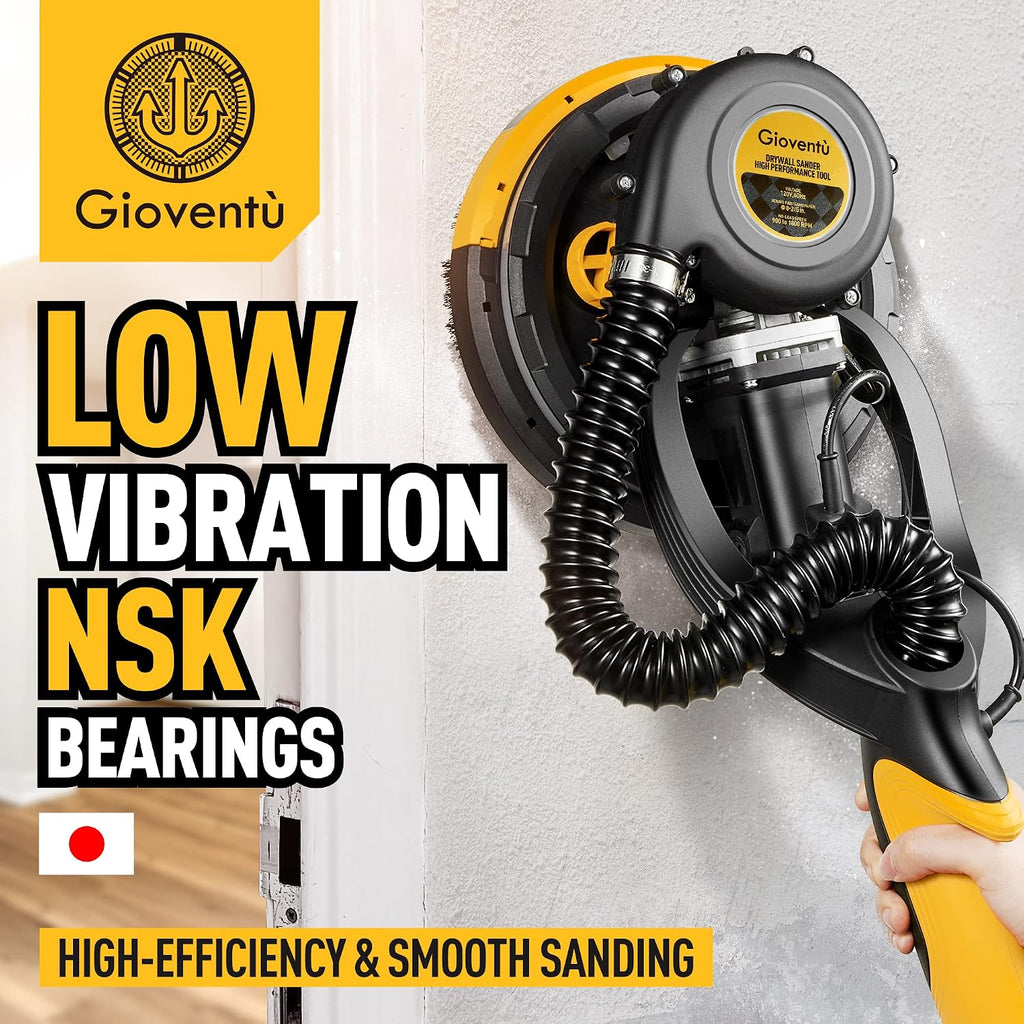 Drywall Sander, 780W Powerful Electric Drywall Sander with Vacuum Attachment, Auto Dust Absorption, Dustless Wall Sander with 26' Power Cord for Popcorn Ceiling, Drywall etc