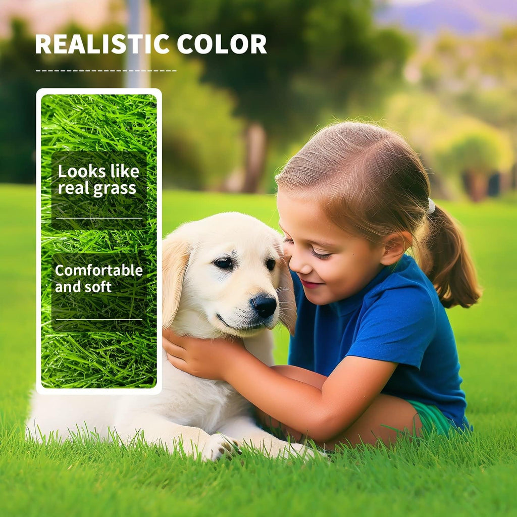 LOOBANI Realistic Artificial Grass Rug Indoor Outdoor, Dog Grass Mat with Drainage Holes and Replacement Artificial Grass Turf, Fake Grass for Garden Lawn Landscape Balcony Decoration, 6Feet x 10Feet