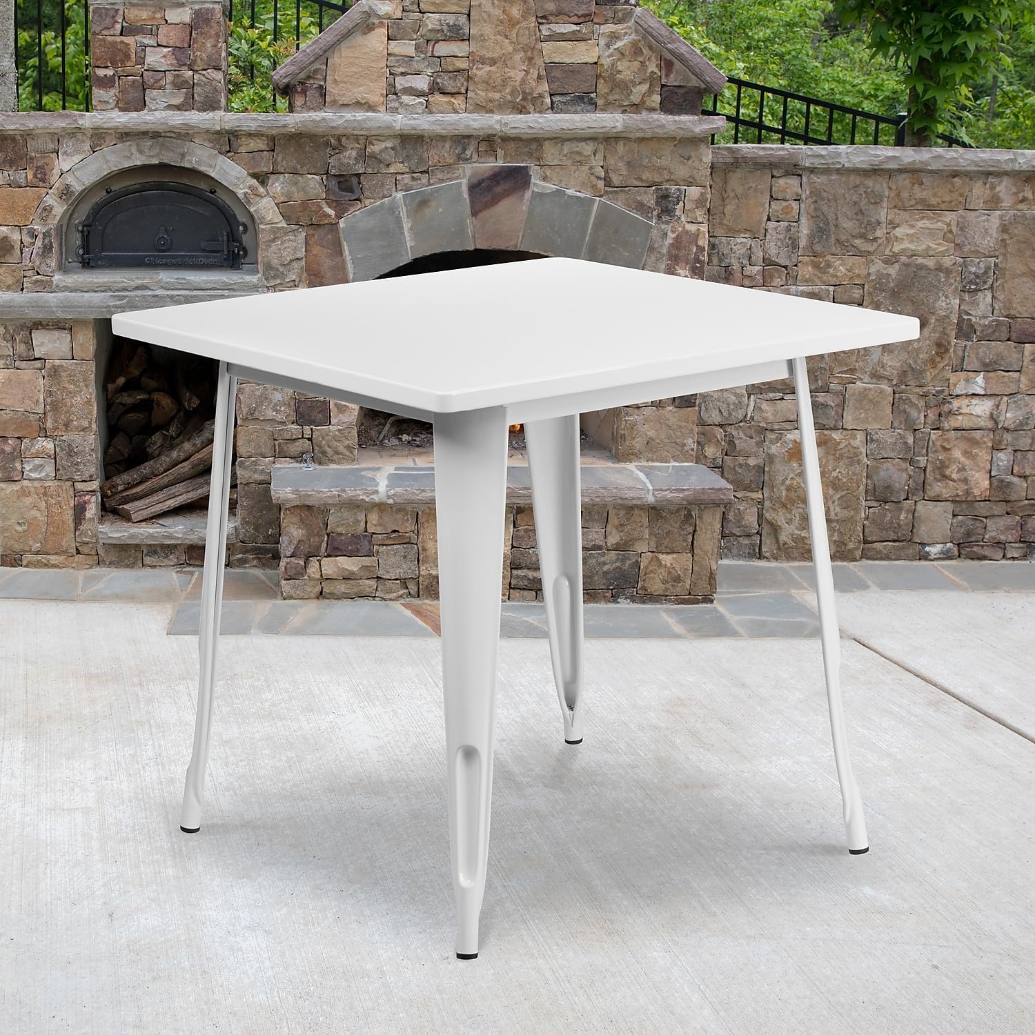 Flash Furniture Felix Commercial Grade 31.5' Square White Metal Indoor-Outdoor Table