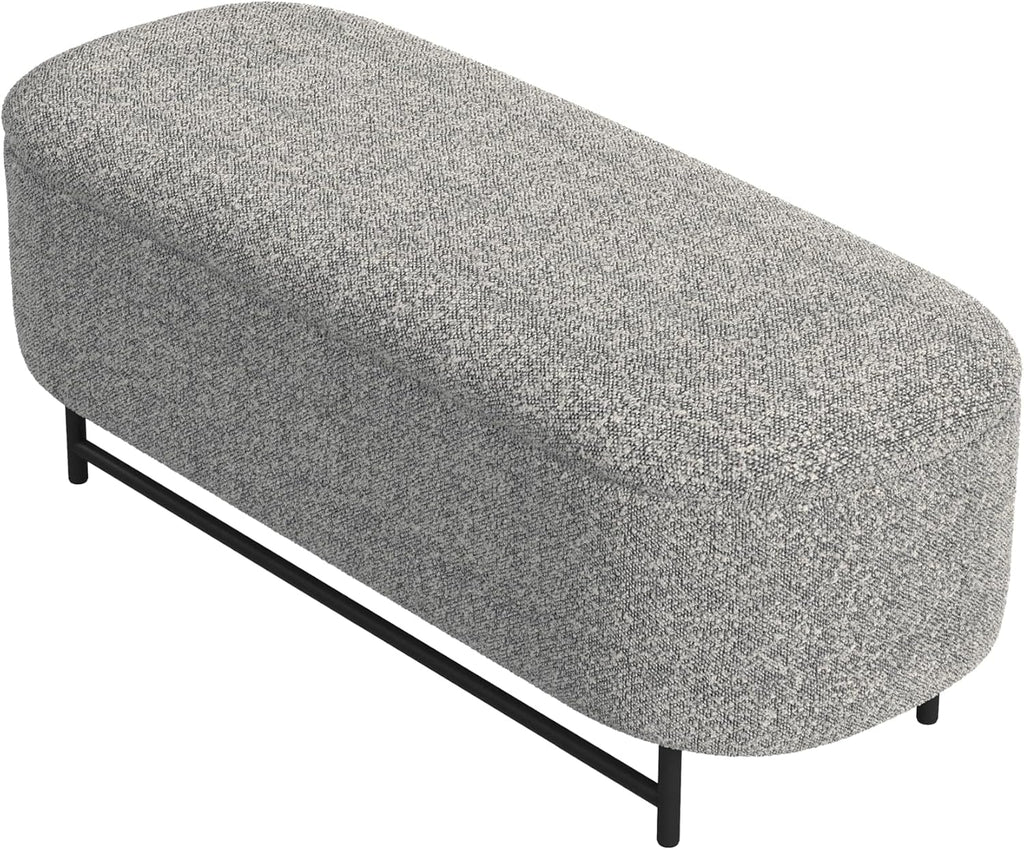 HomePop 46' Ellipse Storage Bench with Metal Legs - Cream Boucle with Gray Yarns