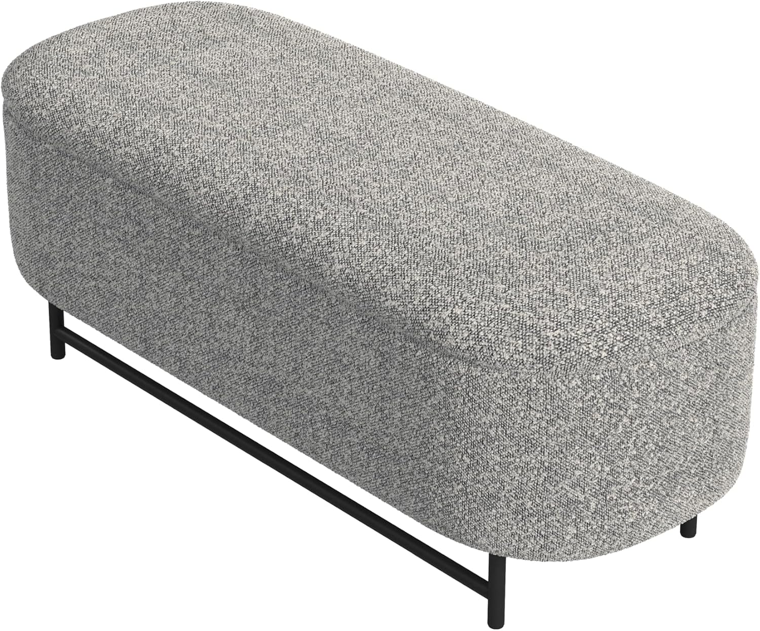 HomePop 46' Ellipse Storage Bench with Metal Legs - Cream Boucle with Gray Yarns