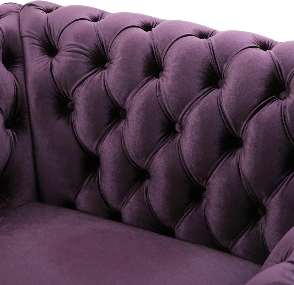 Great Deal Furniture Leila Chesterfield Velvet Club Chair, BlackBerry