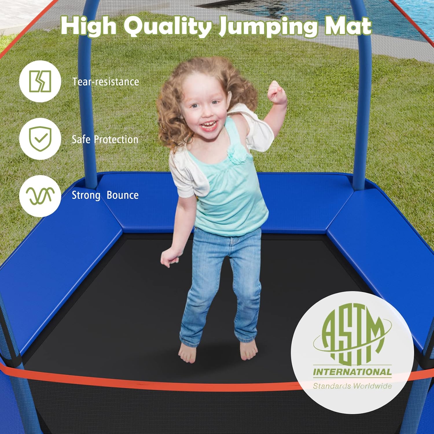 Giantex 7 Ft Trampoline for Kids, Heavy Duty Steel Frame Small Mini Toddler Trampoline, Great Gifts for Boys Girls, Outdoor Indoor Kids Trampoline with Net, for Age 3-8