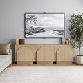 Nathan James Iris Mid-Century Modern Credenza, Light Brown TV Stand, Living Room Wood Storage Cabinet with Arched Cabinet Doors, White Oak, Set of 3