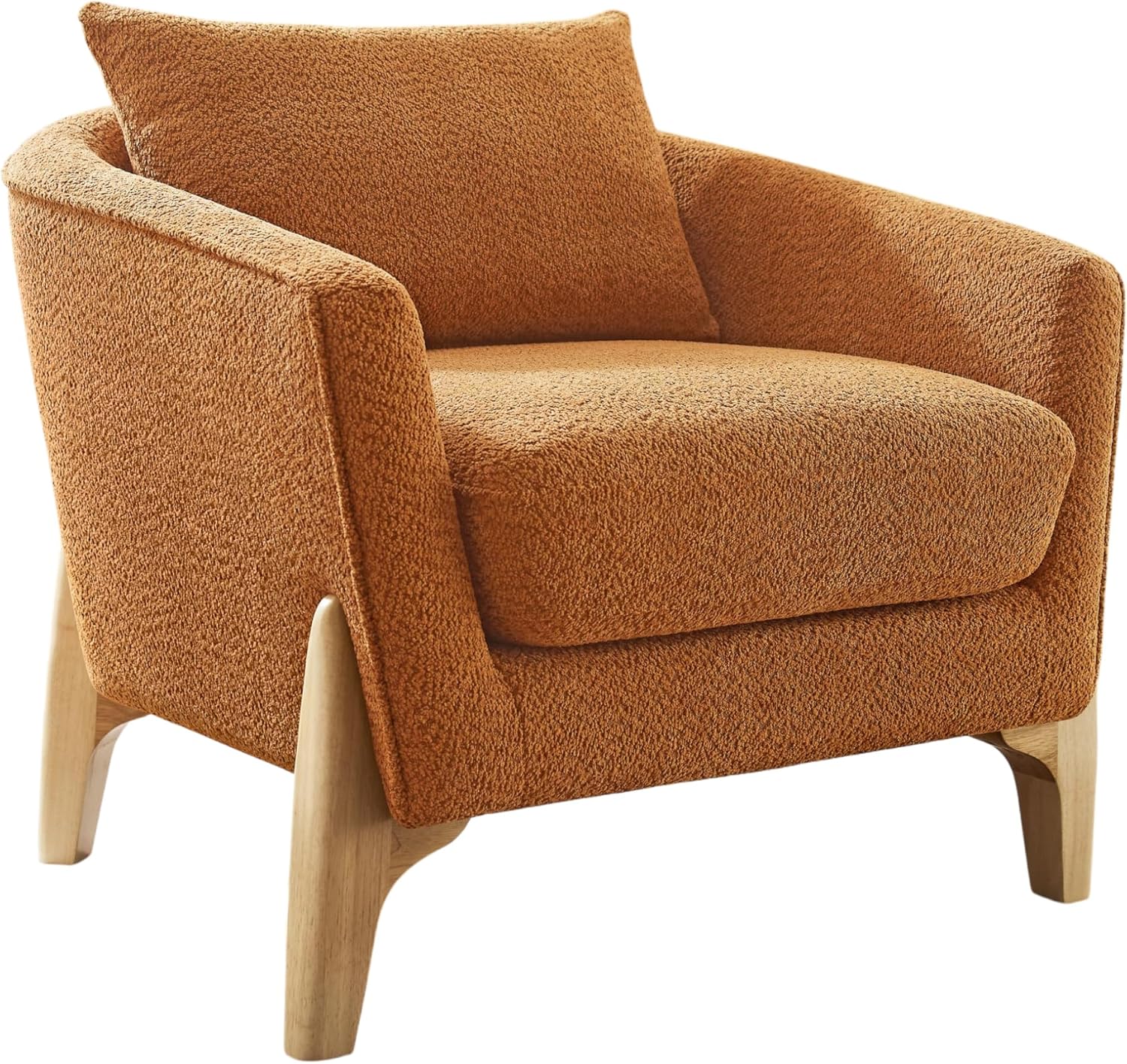 VANOMi Accent Chair 31' Oversized Reading Chair Comfy Upholstered Boucle Lounge Armchair, Modern Living Room Chair with Back Pillow,Single Sofa Chair for Bedroom, Office, Orange