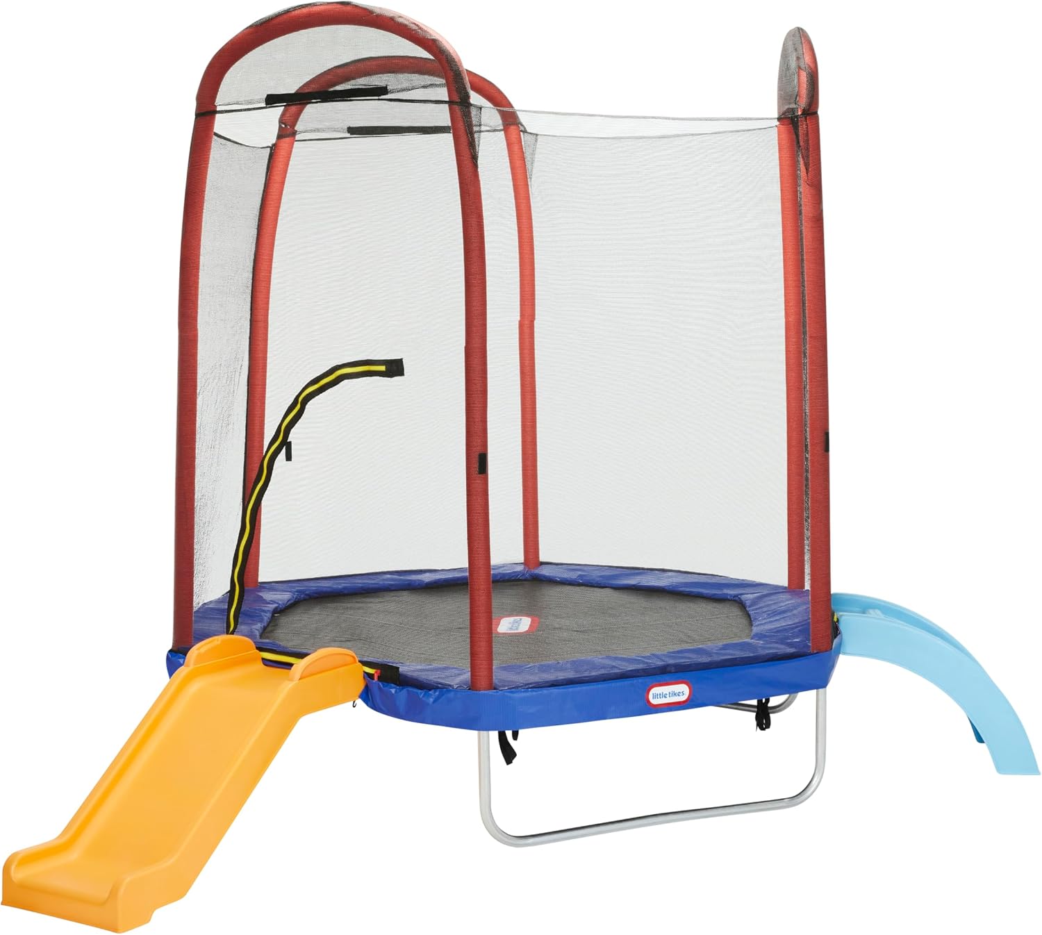 Little Tikes Climb 'n Slide 7ft Trampoline Outdoor, Ages 3-10 with Slide and Climbing Steps, Boys and Girls, Attached Shoe Holder