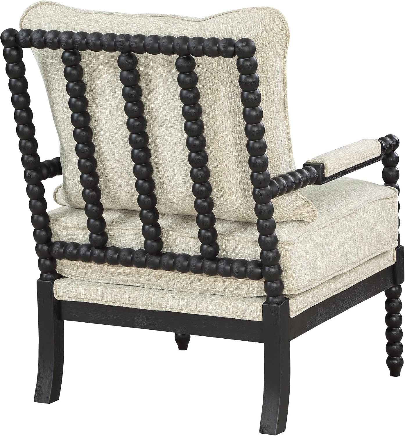 OSP Home Furnishings Eliza Spindle Accent Chair, Linen Fabric with Black Wood