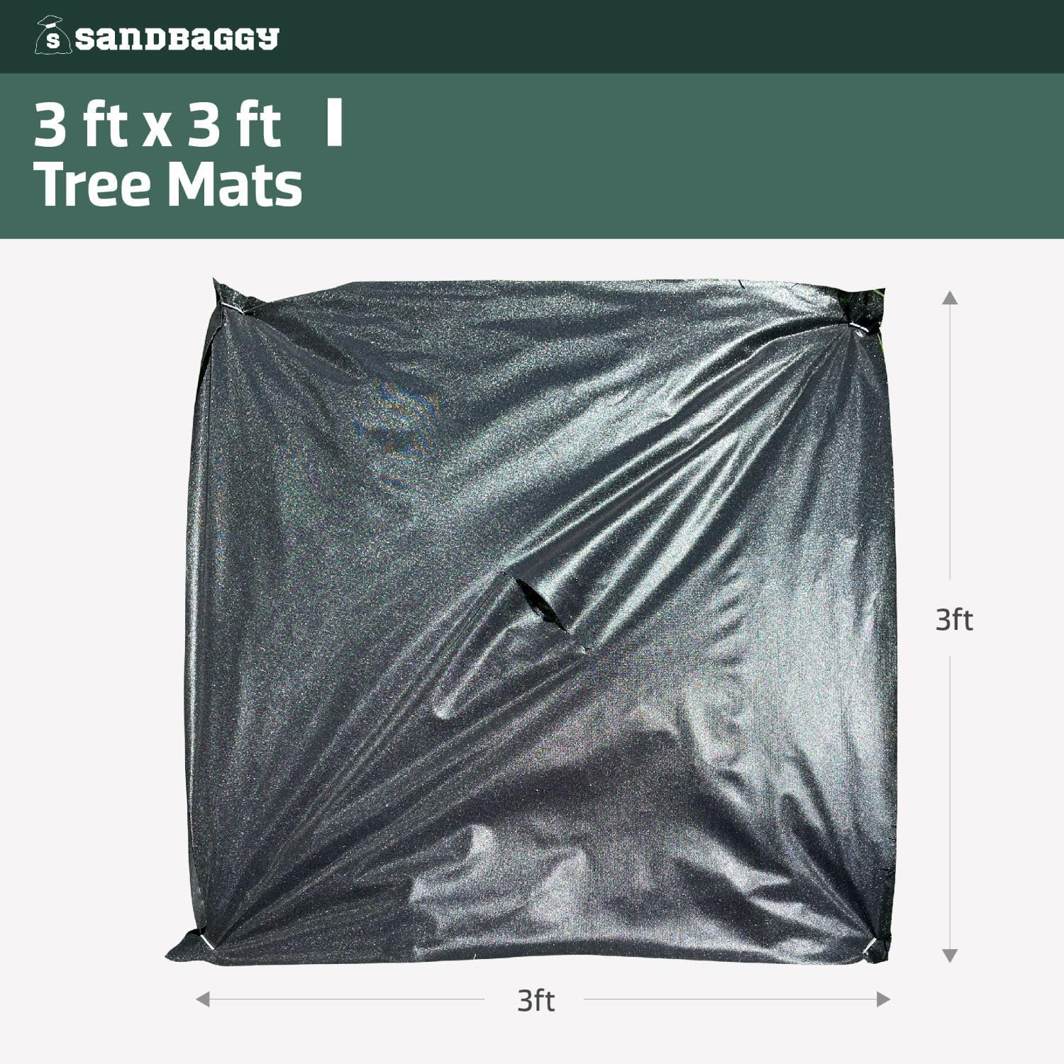 Sandbaggy Tree Mats 3 ft x 3 ft | Fabric Stops Weeds in Its Tracks | UV Protected for Extended Life | for Landscape, Weed Barrier, Ground Cover, Farming, Garden | DOT Approved (Pack of 15,000)
