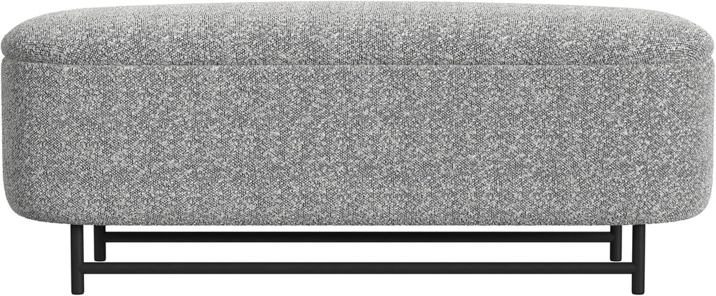 HomePop 46' Ellipse Storage Bench with Metal Legs - Cream Boucle with Gray Yarns