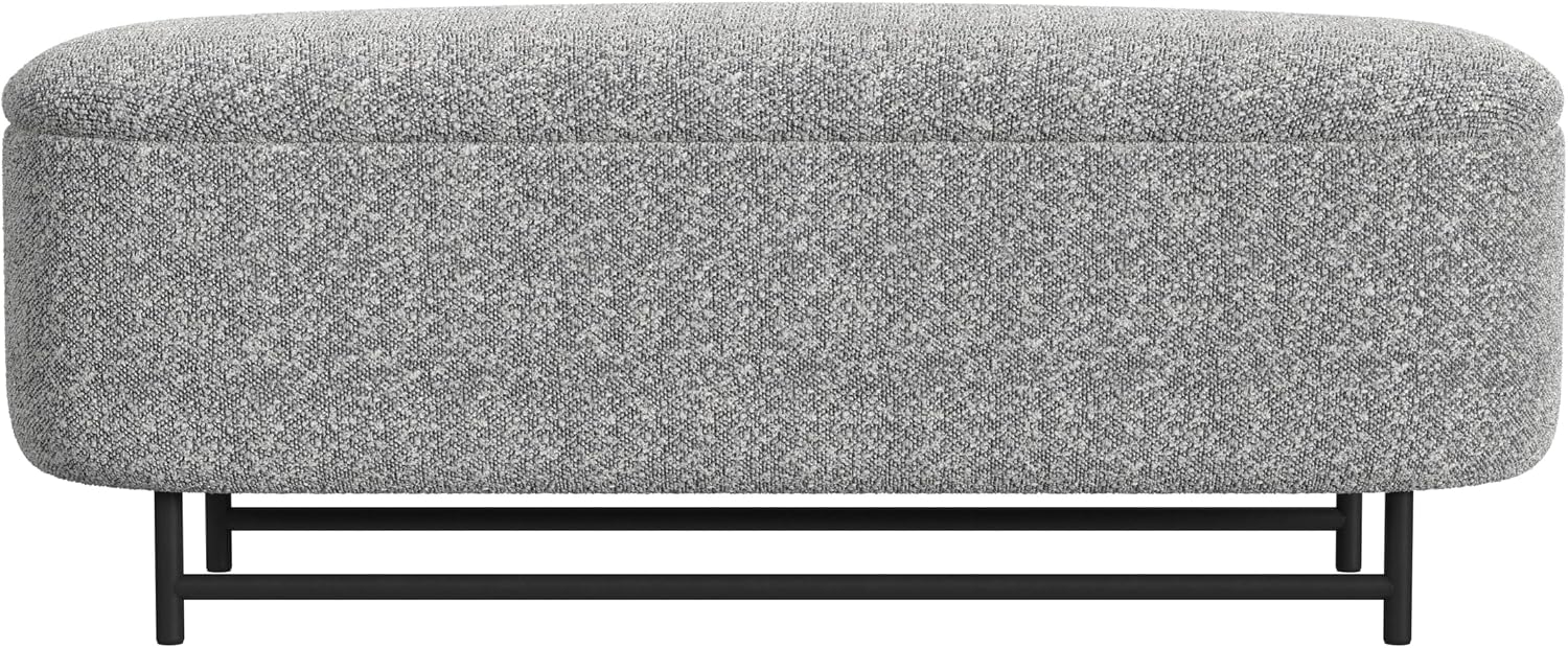 HomePop 46' Ellipse Storage Bench with Metal Legs - Cream Boucle with Gray Yarns