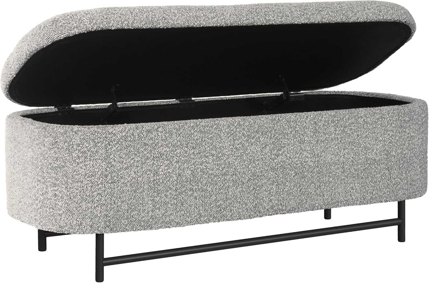 HomePop 46' Ellipse Storage Bench with Metal Legs - Cream Boucle with Gray Yarns