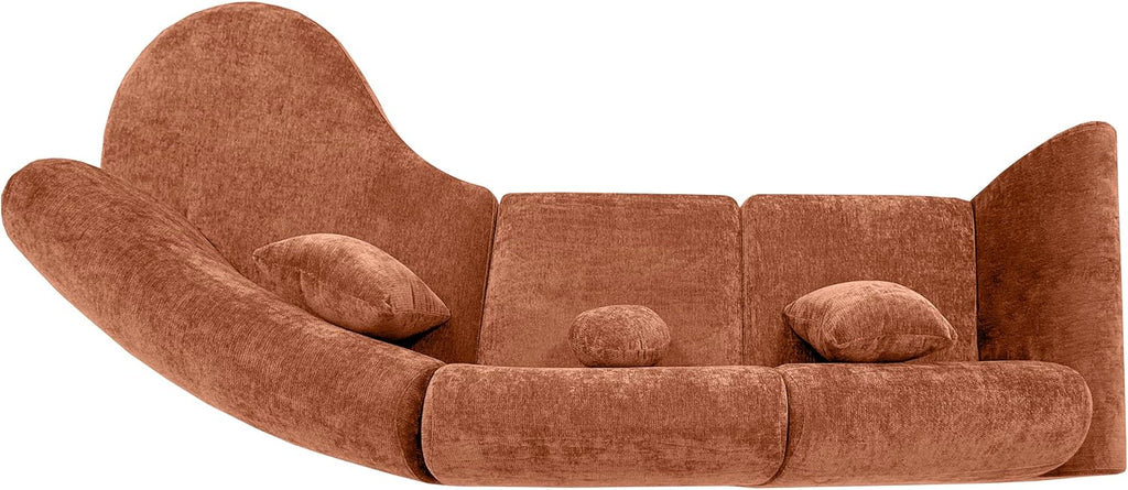 Christopher Knight Home Grelyn Modern Curved Modular Sectional Sofa, Wool Fabric Large Cloud Couch, 6-Seater L-Shaped Couch Living Room, 3-Piece Lounge Sofa with Chaise,Fully Assembled,Brownish Orange