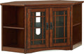 Leick Home 82287 Solid Wood Mission Oak Two Door Corner TV Stand For 50' TVs Living Room Storage Shelves Entertainment Center, Mission Oak TV Console