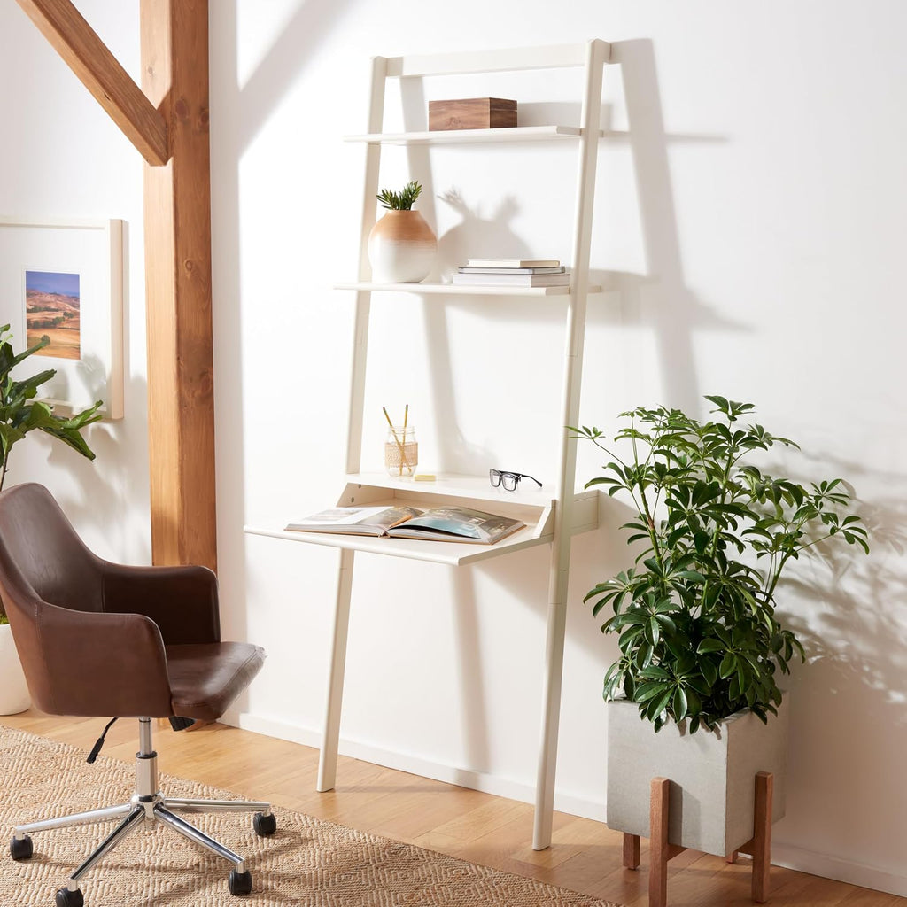 Safavieh Home Collection Pamella White 2-Shelf Leaning Desk