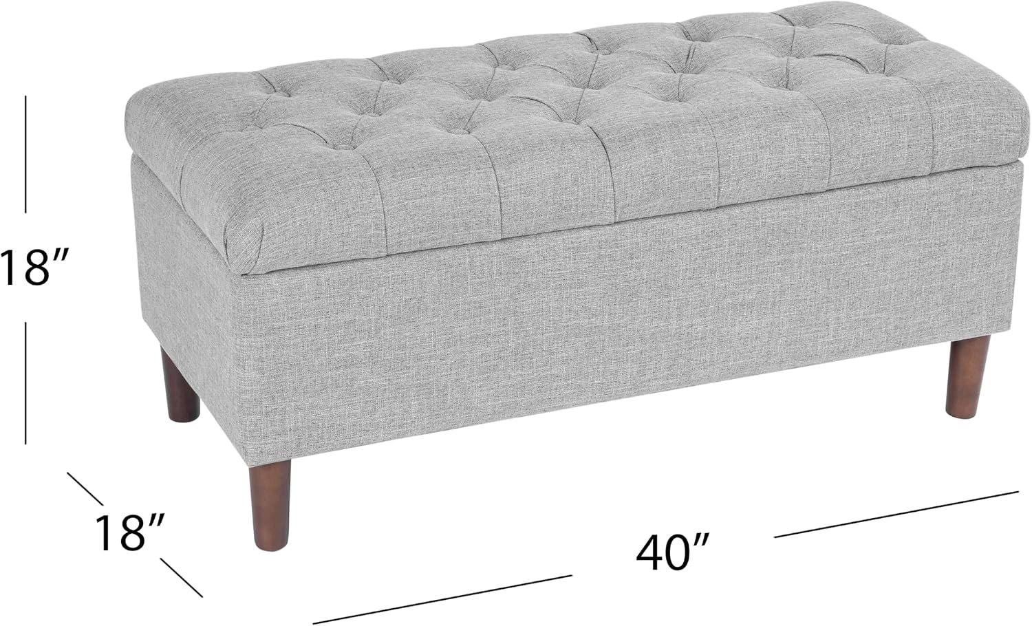 HomePop 40' Ainsley Button Tufted Storage Bench - Gray Woven