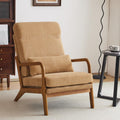 Karl home Mid-Century Modern Accent Chair, Living Room Chairs with Pillow High Back Corduroy Upholstered Lounge Armchair with Solid Wood Frame & Soft Cushion for Bedroom, Reading Room, Khaki